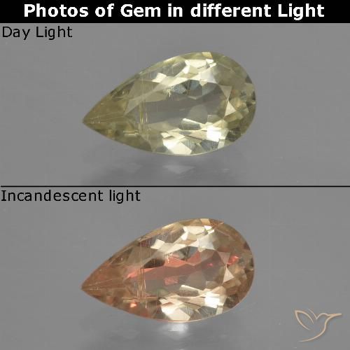 1.37ct طبيعي أصفر فاتح دياسبور متغير اللون, شكل الكمثرى, VS-SI