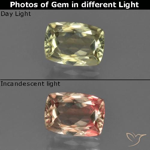 1.08ct طبيعي أصفر باهت دياسبور متغير اللون, وسادة, قليلا جدا