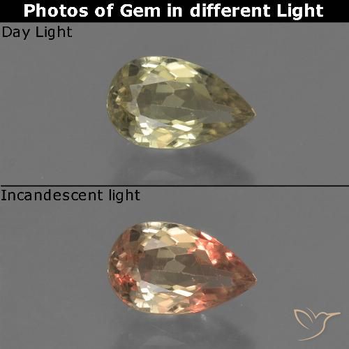 0.92ct طبيعي أصفر بنى دياسبور متغير اللون, شكل الكمثرى, قليلا جدا