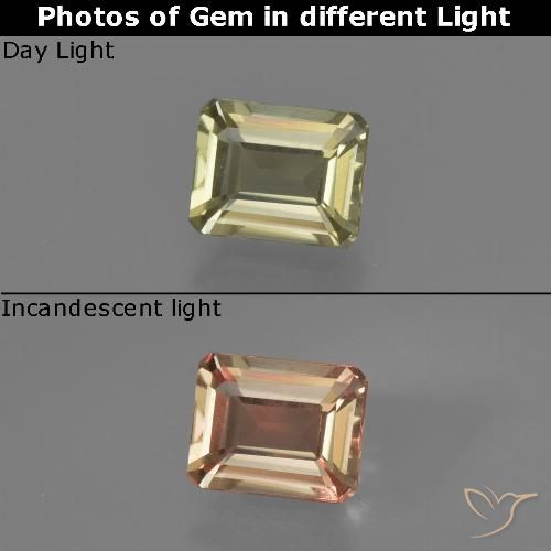 0.65ct طبيعي أصفر فاتح دياسبور متغير اللون, قص الزمرد, قليلا جدا
