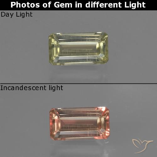 0.68ct طبيعي أصفر باهت دياسبور متغير اللون, قص الزمرد, VVS-VS