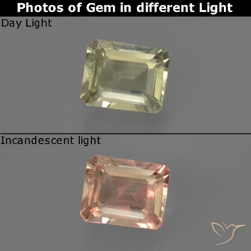 0.65ct طبيعي أصفر باهت دياسبور متغير اللون, قص الزمرد, قليلا جدا