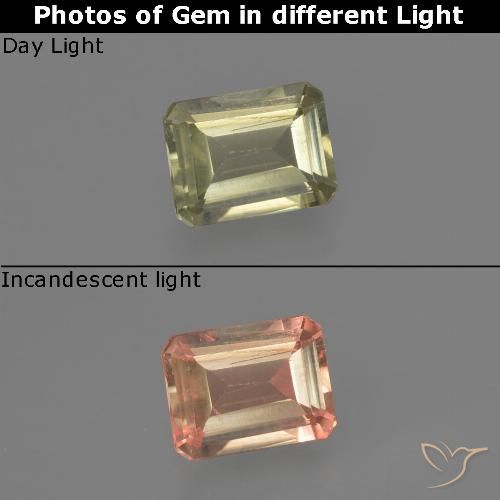 0.67ct طبيعي أصف فاتح جدا دياسبور متغير اللون, قص الزمرد, VVS-VS