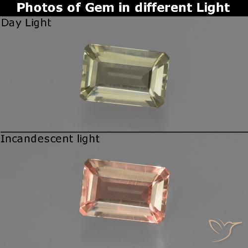 0.62ct طبيعي أصفر فاتح دياسبور متغير اللون, قص الزمرد, VVS-VS