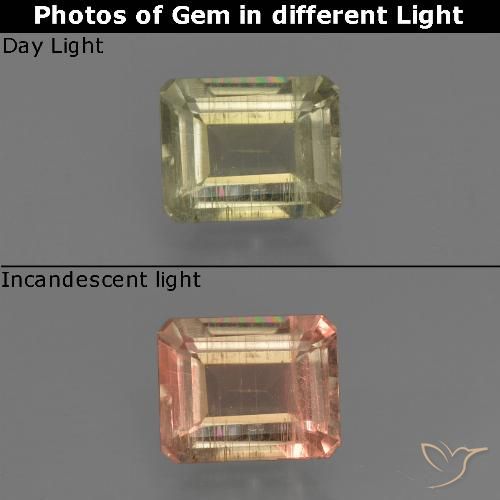 0.71ct طبيعي أصفر بنى دياسبور متغير اللون, قص الزمرد, VS-SI