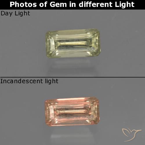 0.72ct طبيعي أخضر أصفر دياسبور متغير اللون, قص الزمرد, قليلا جدا
