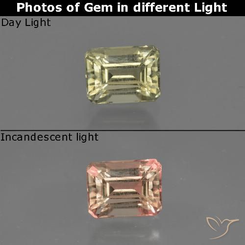 0.75ct طبيعي أصفر فاتح دياسبور متغير اللون, قص الزمرد, VS-SI