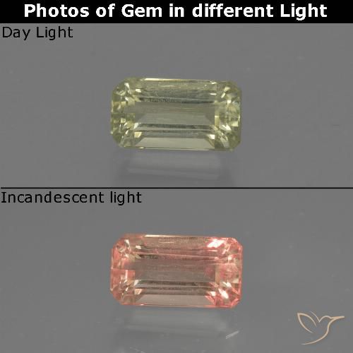 0.79ct طبيعي أصفر بنى دياسبور متغير اللون, قص الزمرد, VS-SI