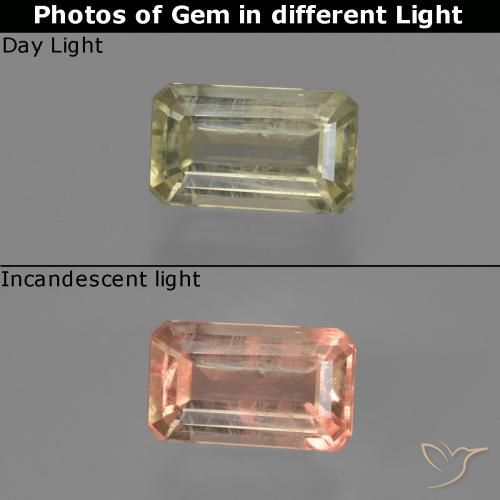 0.80ct طبيعي أصفر فاتح دياسبور متغير اللون, قص الزمرد, قليلا جدا