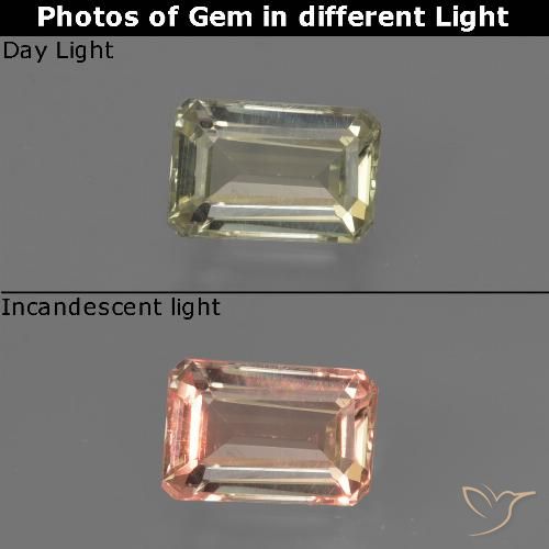 0.82ct طبيعي أصفر متوسط دياسبور متغير اللون, قص الزمرد, VVS-VS