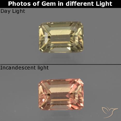 0.86ct طبيعي أصفر متوسط دياسبور متغير اللون, قص الزمرد, قليلا جدا