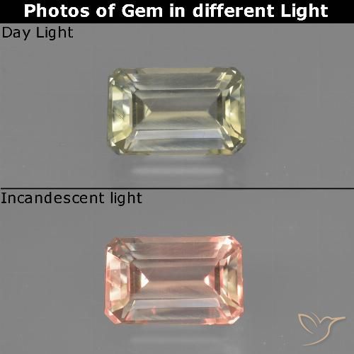 0.85ct طبيعي أصفر فاتح دياسبور متغير اللون, قص الزمرد, قليلا جدا