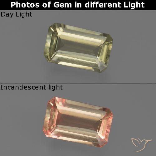 0.81ct طبيعي أصفر فاتح دياسبور متغير اللون, قص الزمرد, قليلا جدا