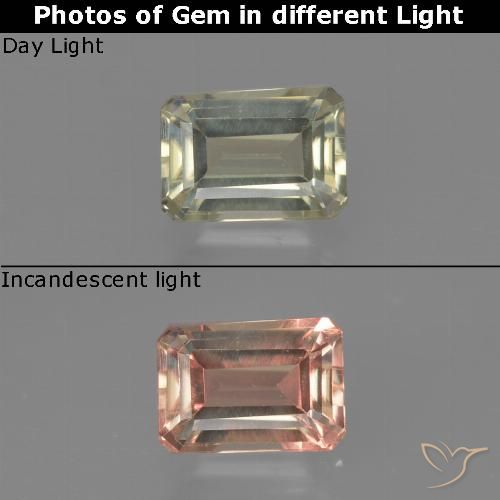 0.82ct طبيعي أصفر باهت دياسبور متغير اللون, قص الزمرد, قليلا جدا