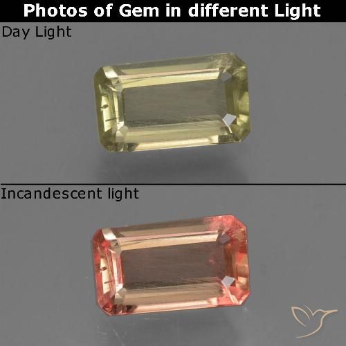 0.73ct طبيعي أصفر بنى دياسبور متغير اللون, قص الزمرد, قليلا جدا