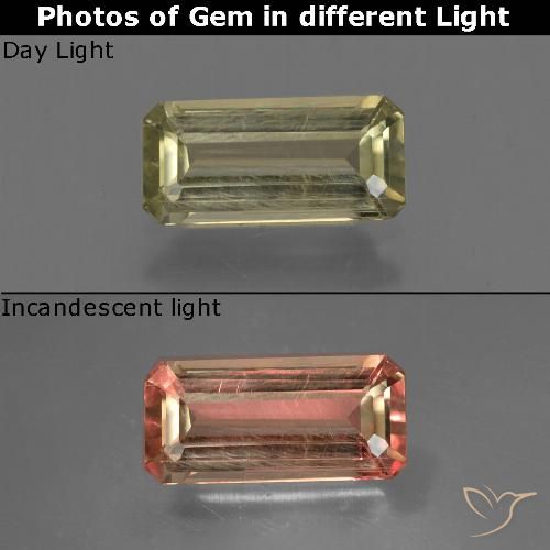 0.91ct طبيعي أصفر متوسط دياسبور متغير اللون, قص الزمرد, قليلا جدا