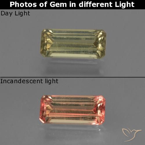 0.91ct طبيعي أصفر متوسط دياسبور متغير اللون, قص الزمرد, قليلا جدا