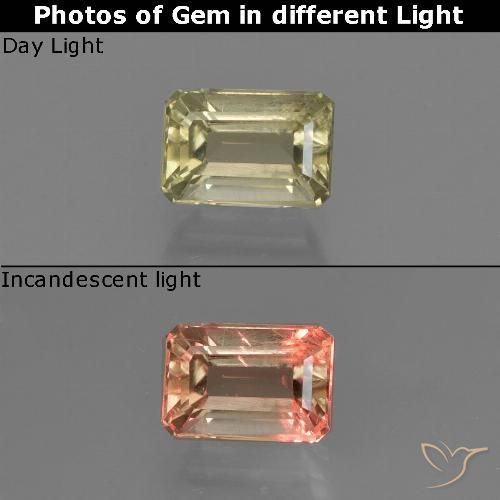 0.91ct طبيعي أصفر فاتح دياسبور متغير اللون, قص الزمرد, قليلا جدا