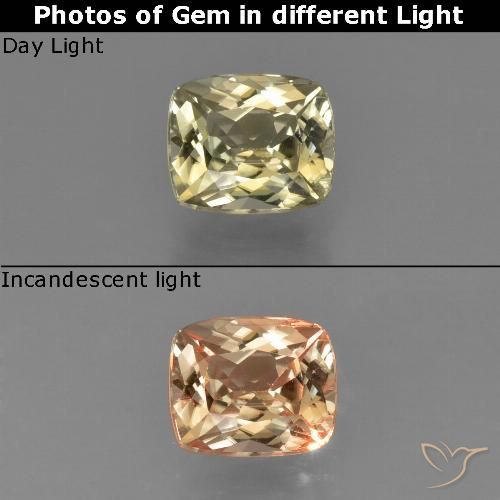 0.88ct طبيعي أصفر رقيق دياسبور متغير اللون, وسادة, قليلا جدا