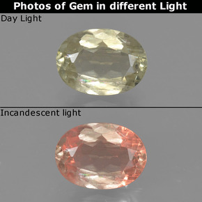 دياسبور متغير اللون أصفر فاتح طبيعي، قصة بيضاوى، 0.90 قيراط، VS-SI