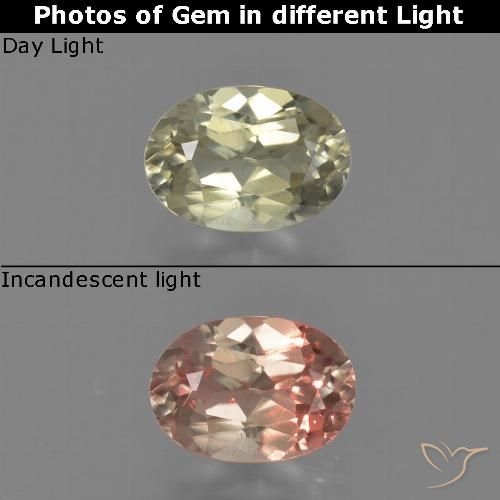 0.73ct طبيعي أصفر فاتح دياسبور متغير اللون, بيضوي, قليلا جدا