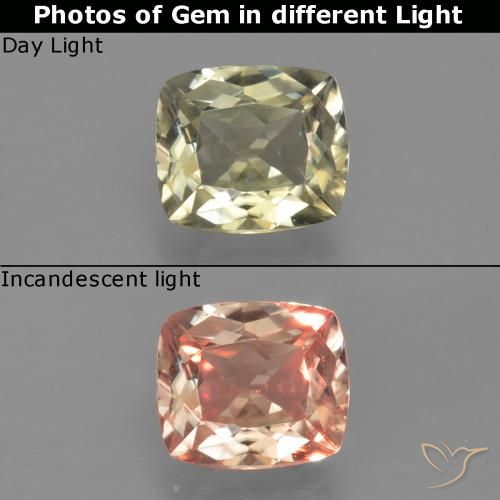 0.86ct طبيعي أصفر فاتح دياسبور متغير اللون, وسادة, VVS-VS