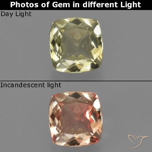 0.78ct طبيعي أصفر فاتح دياسبور متغير اللون, وسادة, قليلا جدا