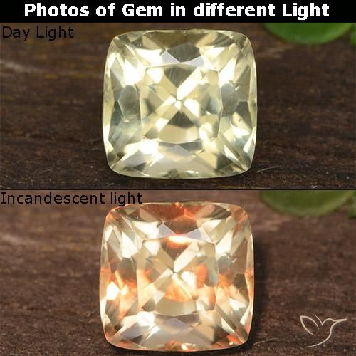 0.87ct طبيعي أصفر فاتح دياسبور متغير اللون, وسادة, VVS-VS