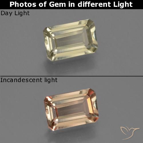0.67ct طبيعي أصفر بنى دياسبور متغير اللون, قص الزمرد, قليلا جدا
