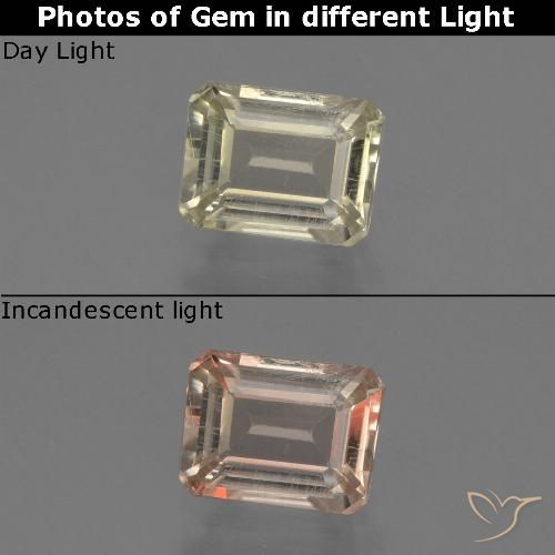 0.80ct طبيعي أصفر فاتح دياسبور متغير اللون, قص الزمرد, قليلا جدا