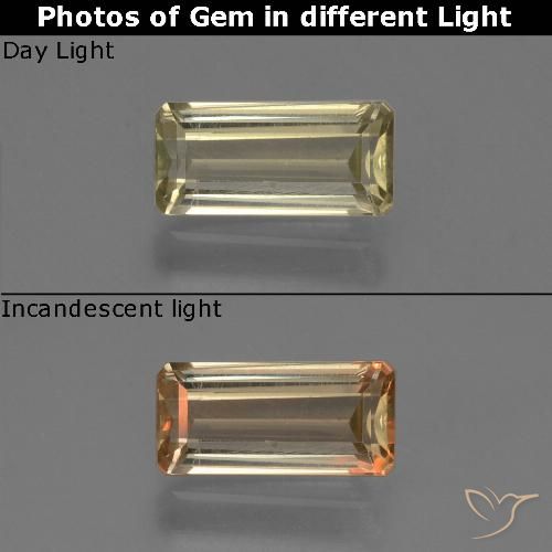 0.75ct طبيعي أصفر باهت دياسبور متغير اللون, قص الزمرد, قليلا جدا