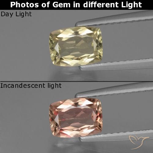 1.09ct طبيعي أصف فاتح جدا دياسبور متغير اللون, وسادة, VS-SI
