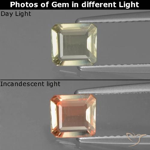 0.73ct طبيعي أصفر فاتح دياسبور متغير اللون, قص الزمرد, قليلا جدا
