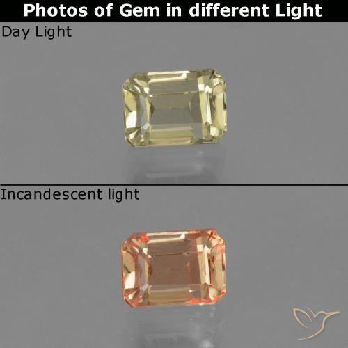 0.96ct طبيعي أصفر باهت دياسبور متغير اللون, قص الزمرد, VVS-VS