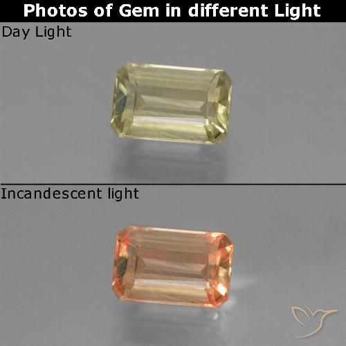 0.97ct طبيعي أصفر فاتح دياسبور متغير اللون, قص الزمرد, قليلا جدا