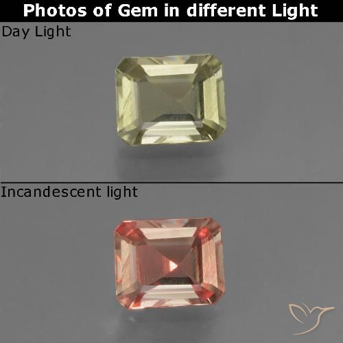 0.93ct طبيعي أصفر ذهبى فاتح دياسبور متغير اللون, قص الزمرد, قليلا جدا