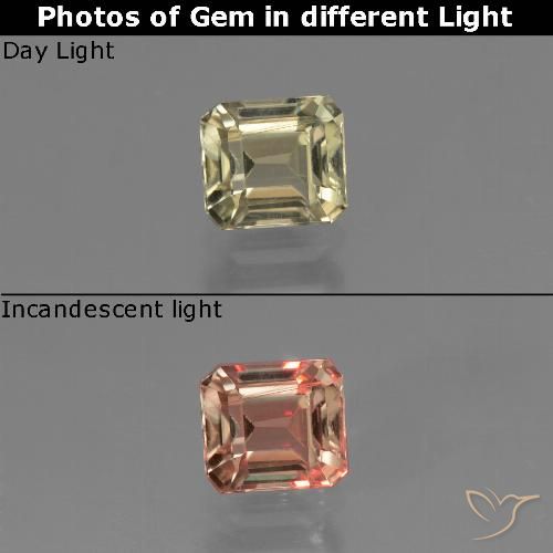 0.80ct طبيعي أصفر-ذهبى فاتح جدا دياسبور متغير اللون, قص الزمرد, قليلا جدا