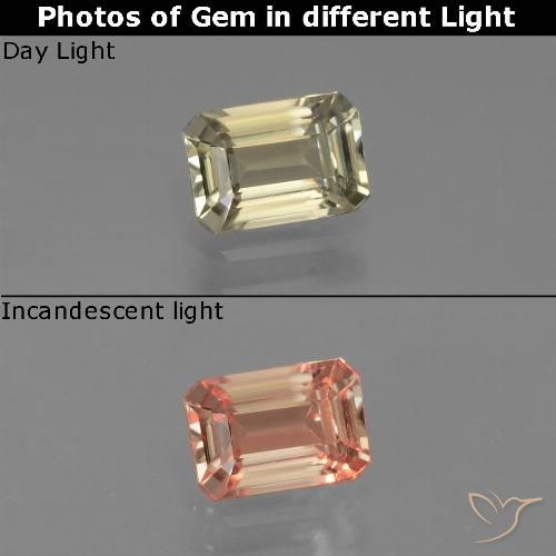 0.88ct طبيعي أصفر ترابى دياسبور متغير اللون, قص الزمرد, VVS-VS