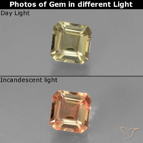 0.84ct طبيعي أصفر ترابى دياسبور متغير اللون, قص الزمرد, VVS-VS