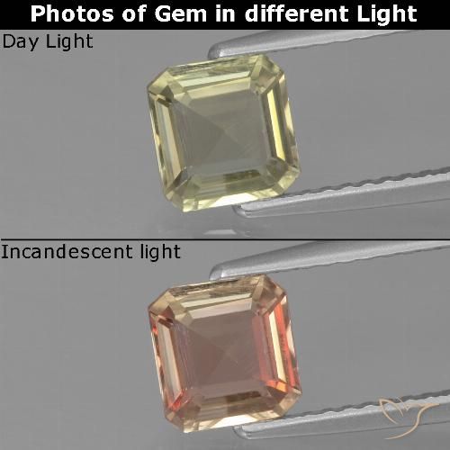 1.04ct طبيعي أصفر باهت جدا دياسبور متغير اللون, قص الزمرد, VVS-VS