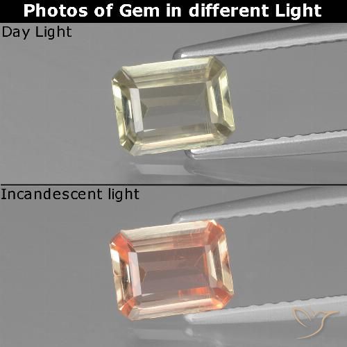 0.80ct طبيعي بيج أصفر دياسبور متغير اللون, قص الزمرد, VVS-VS