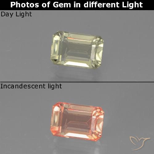 0.98ct طبيعي أصفر باهت جدا دياسبور متغير اللون, قص الزمرد, VVS-VS