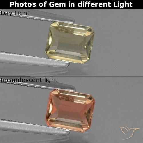 0.74ct طبيعي أصفر دافئ دياسبور متغير اللون, قص الزمرد, قليلا جدا