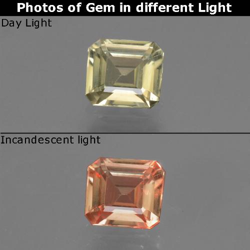 دياسبور متغير اللون أصف فاتح جدا طبيعي، قص الزمرد، 0.72 قيراط، VVS-VS