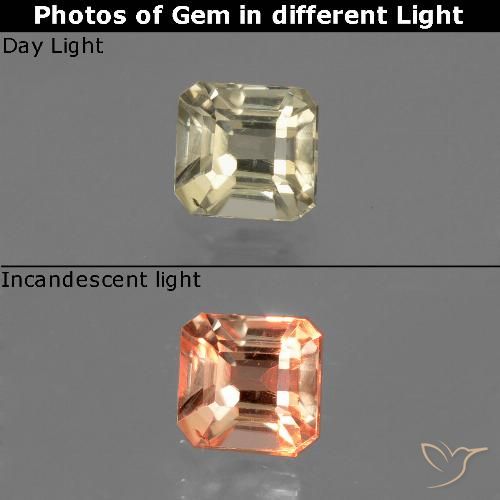 0.77ct طبيعي أصف فاتح جدا دياسبور متغير اللون, قص الزمرد, قليلا جدا