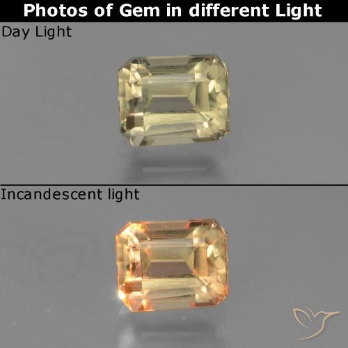 0.96ct طبيعي بيج أصفر دياسبور متغير اللون, قص الزمرد, VVS-VS