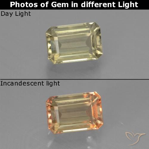 1.00ct طبيعي أصفر فاتح دياسبور متغير اللون, قص الزمرد, VVS-VS