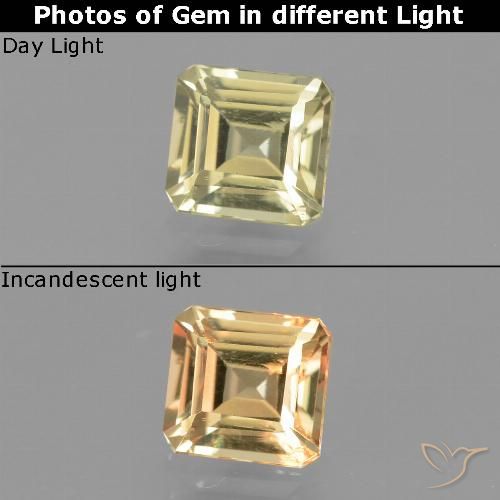 0.97ct طبيعي أصفر باهت دياسبور متغير اللون, قص الزمرد, قليلا جدا