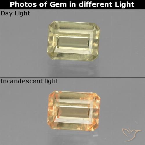 0.93ct طبيعي أصفر فاتح دياسبور متغير اللون, قص الزمرد, قليلا جدا