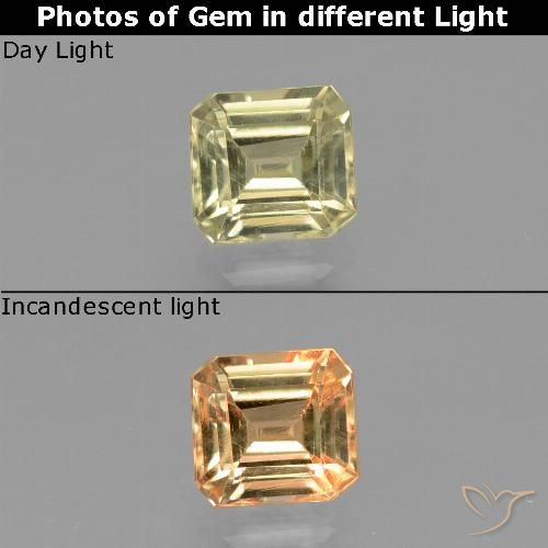 0.87ct طبيعي أصفر رقيق دياسبور متغير اللون, قص الزمرد, قليلا جدا